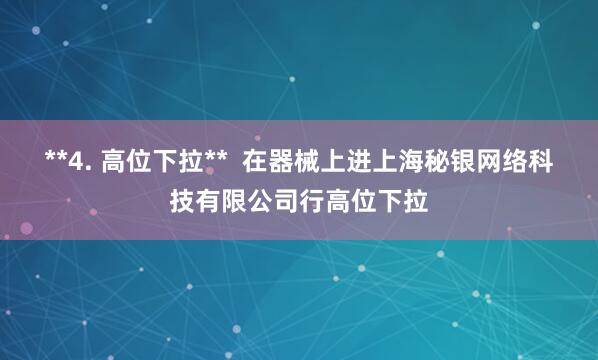 **4. 高位下拉** 在器械上进上海秘银网络科技有限公司行高位下拉